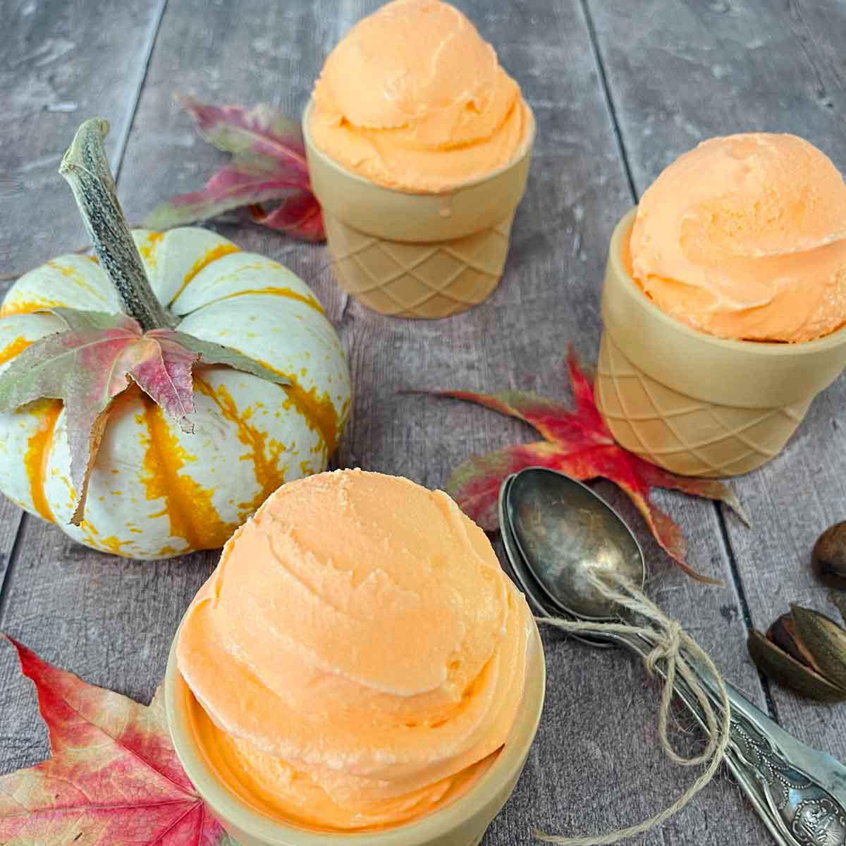 Ice cream served in ice cream cones.