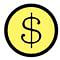 Dollar sign inside yellow circle.