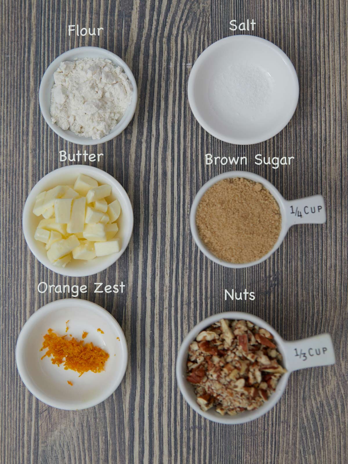 All the ingredients for the streusel topping.