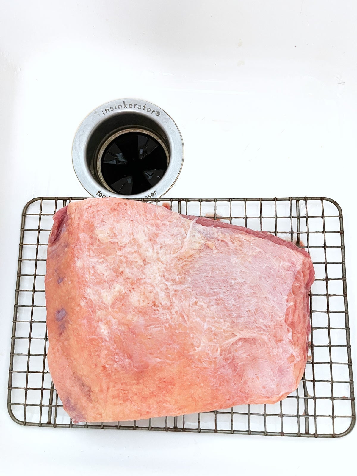Rinsed corned beef brisket.