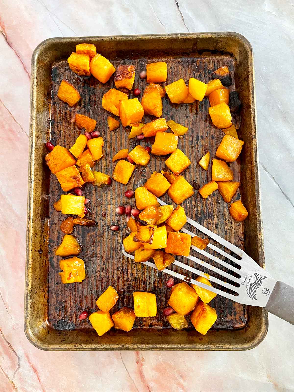 Fully cooked carmelized butternut squash.