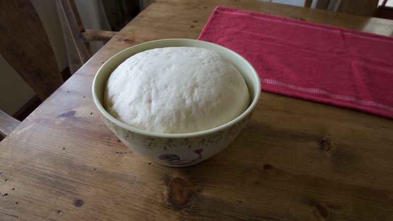 Dough rising in bowl.