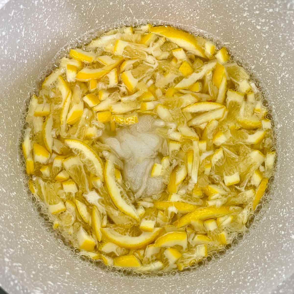 1 cup water added to saucepan.
