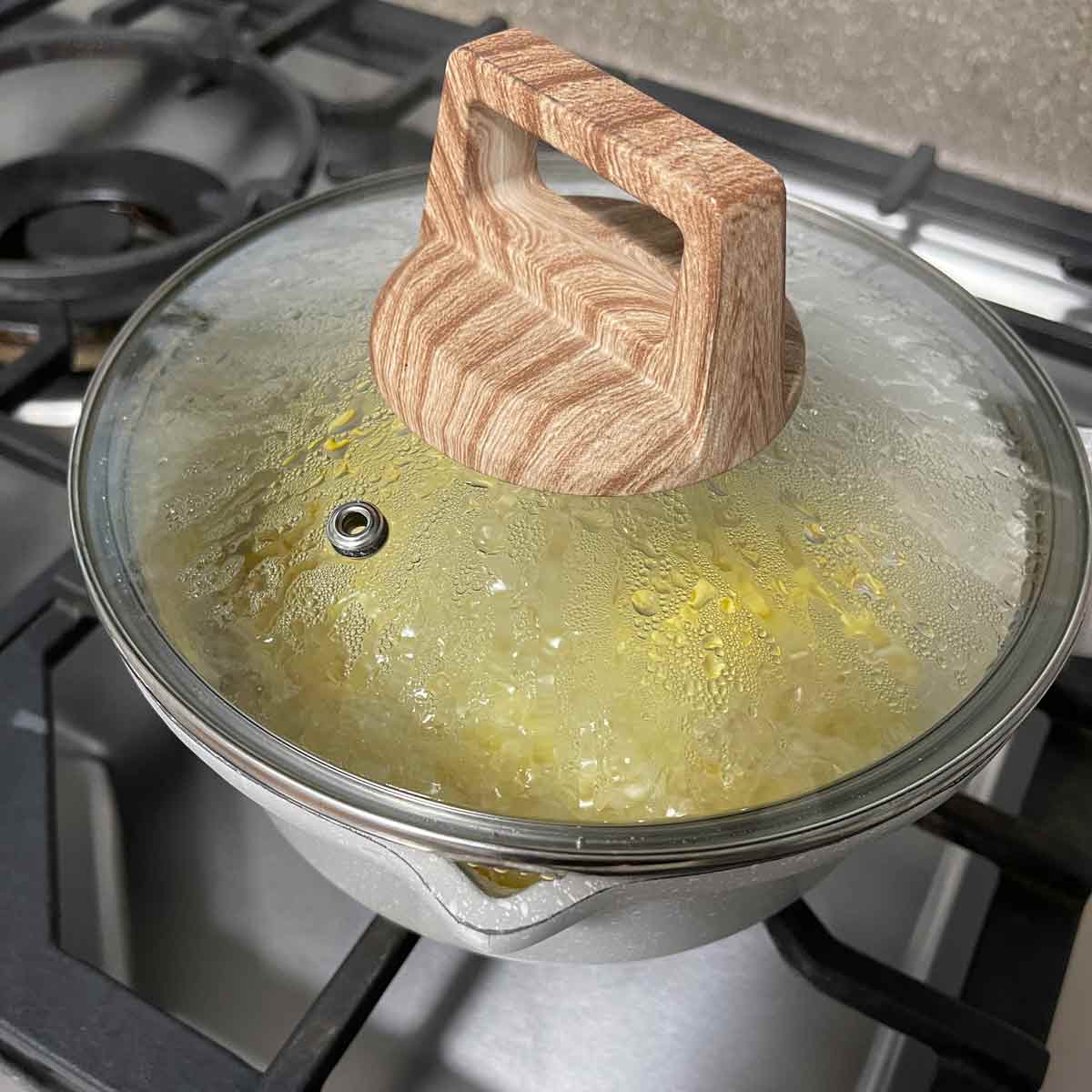 Pot with lid on.