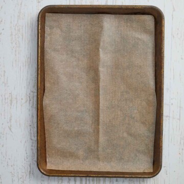 Parchment lined quarter sheet pan.