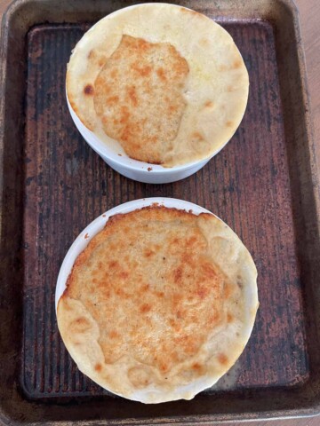 Baked Chicken Pot Pies with Cauliflower Crusts.