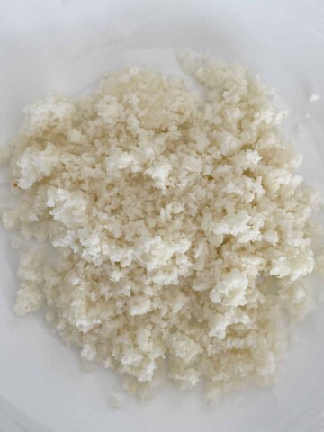 Rice after pulsed in food processor.