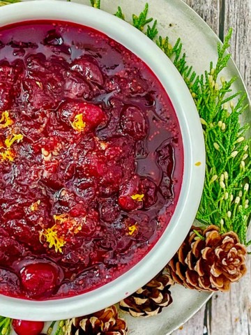 Cranberry sauce on a bowl.