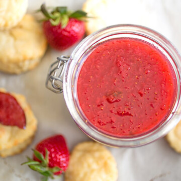Image of a jar of strawberry jam.