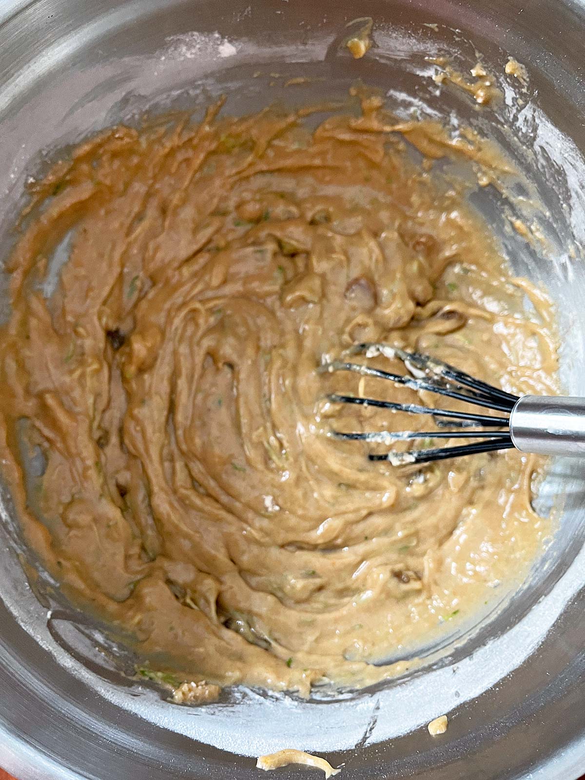 Mixed up cake batter ready to put in pan and bake.