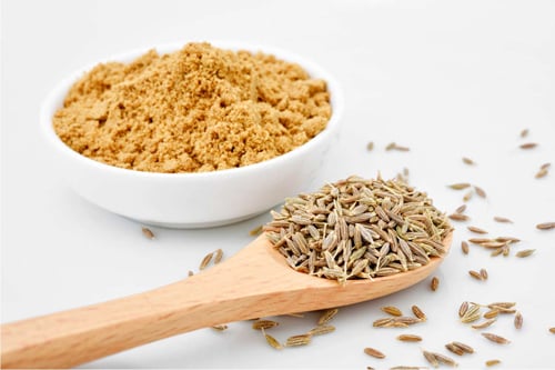 Whole cumin seed and dried cumin.