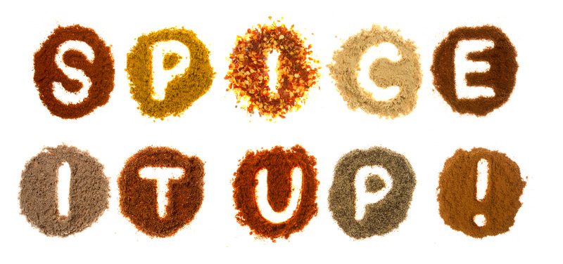 Lettere spelled out in spilled spices.