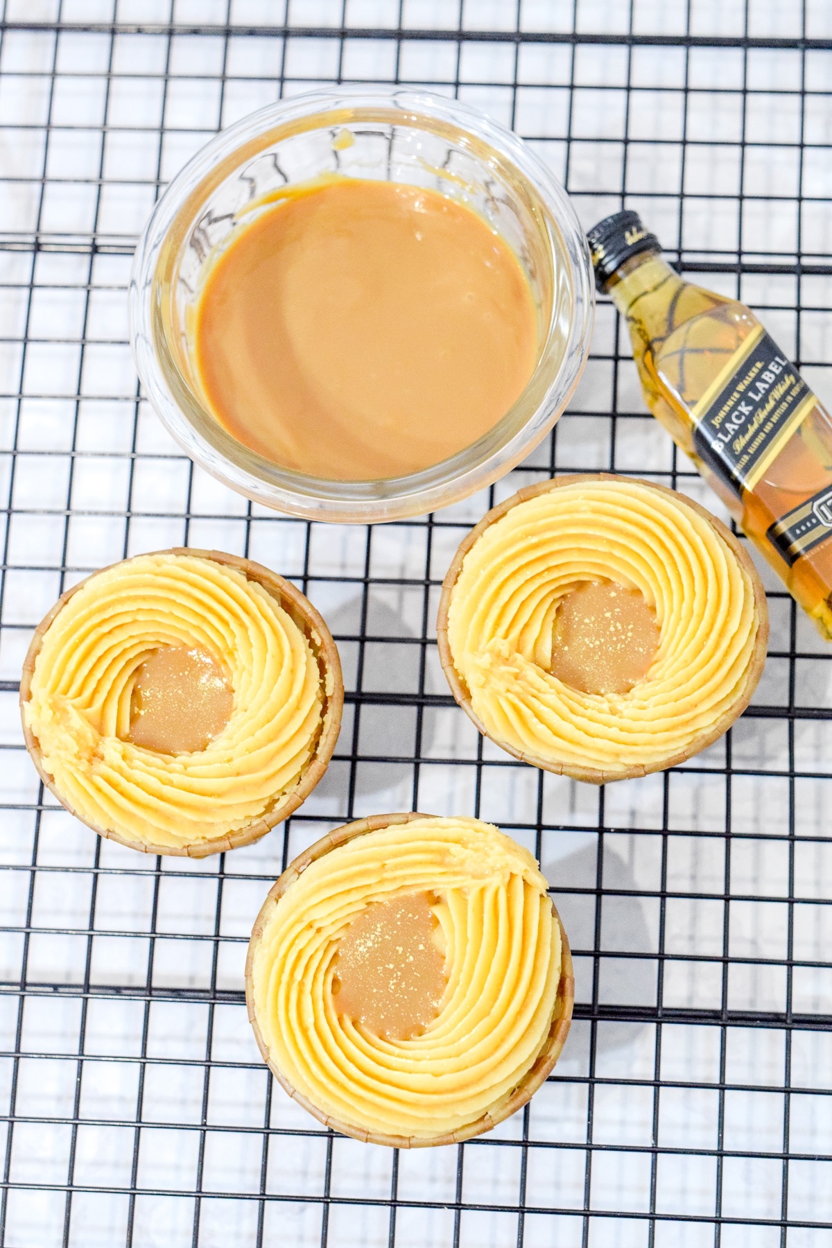 Cupcakes made with salted caramel and whiskey.