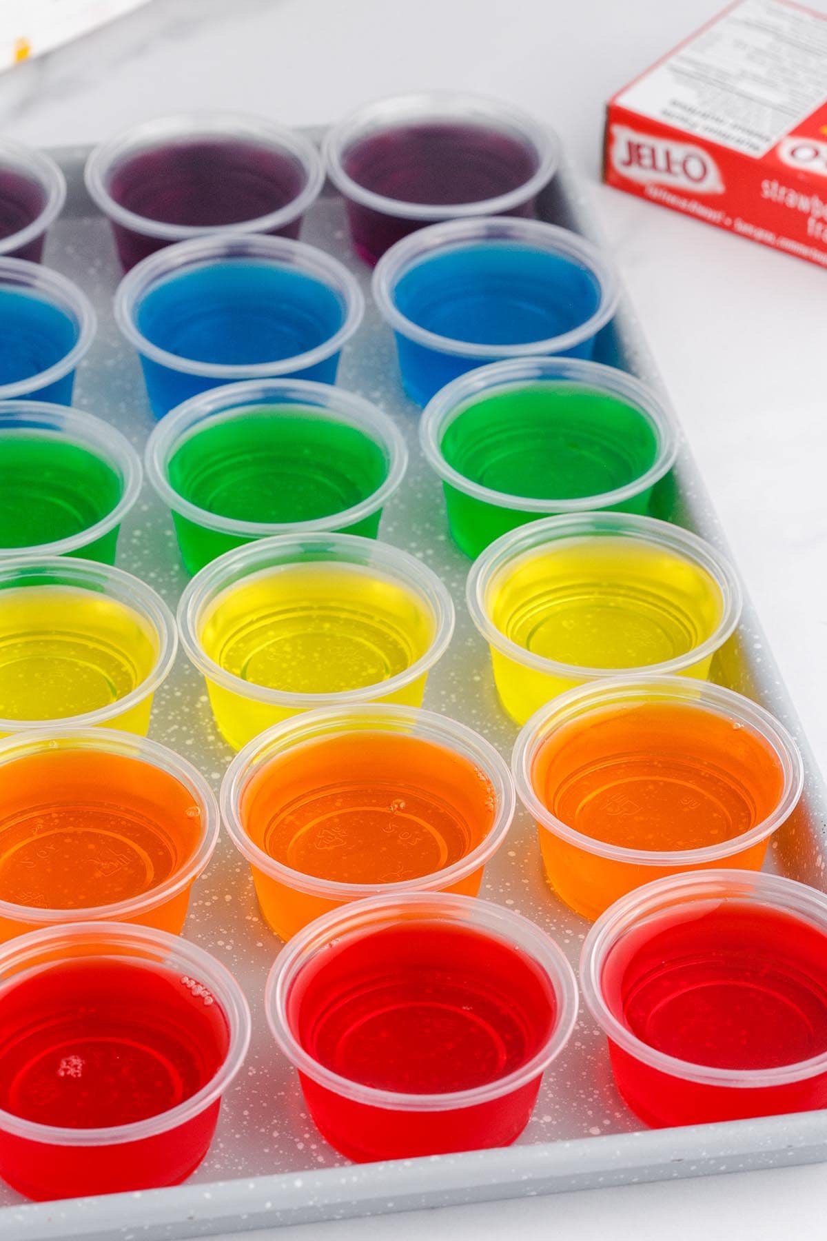 Shots of colorful jello.