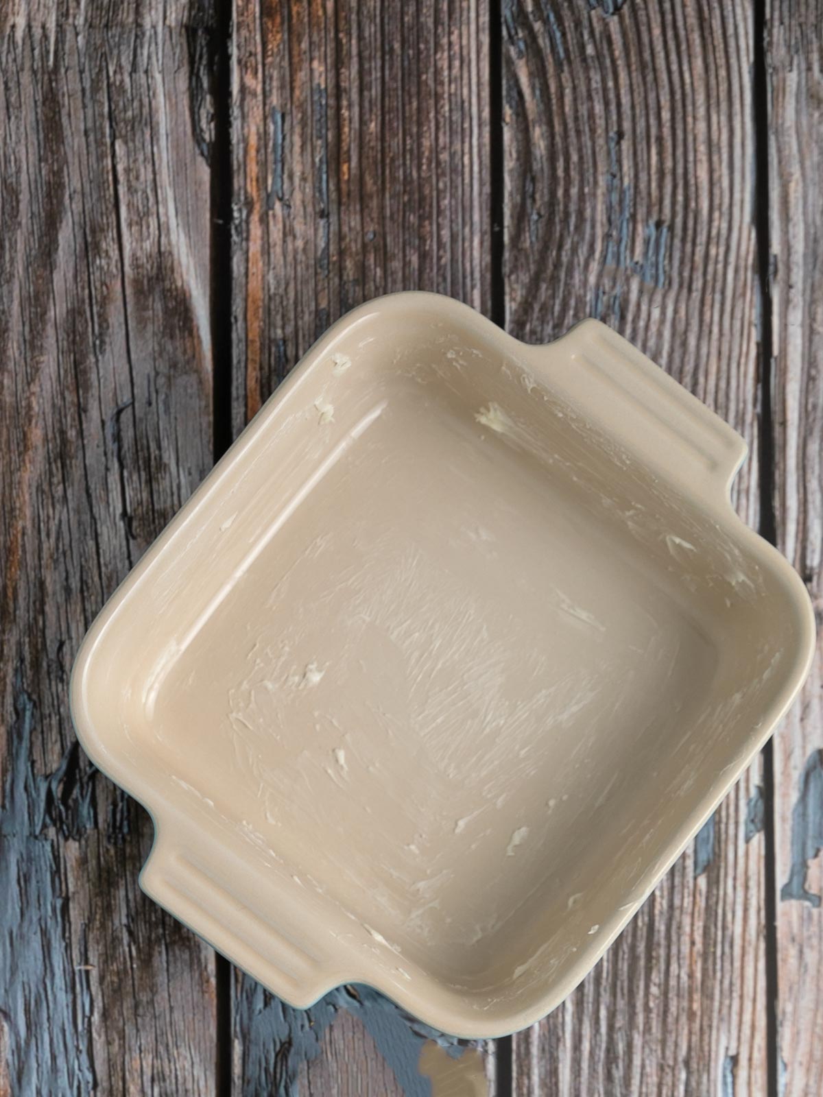 Buttered 6"x6" baking dish.
