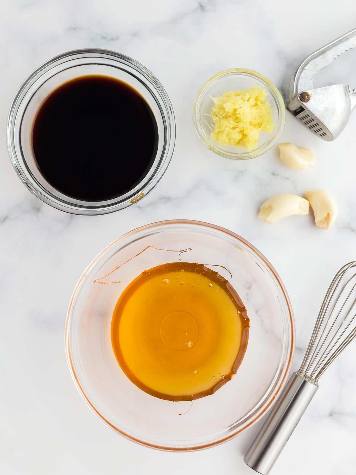 Ingredients prepped and ready in bowls.