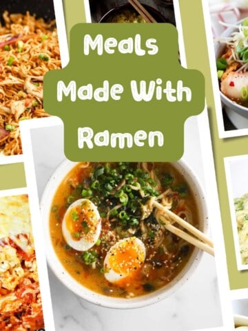 Various dishes with ramen as the main ingredient.