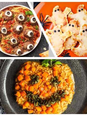 Various spooky Halloween dishes.
