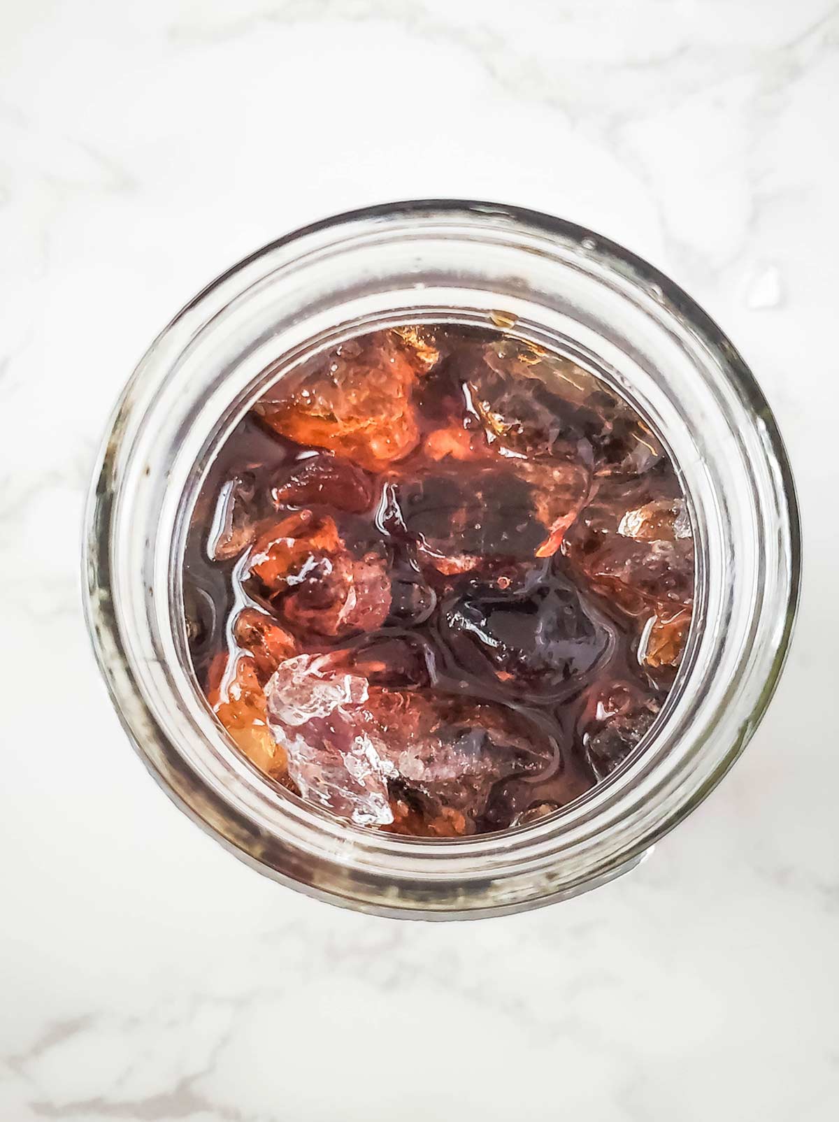 Ice added to glass jar.