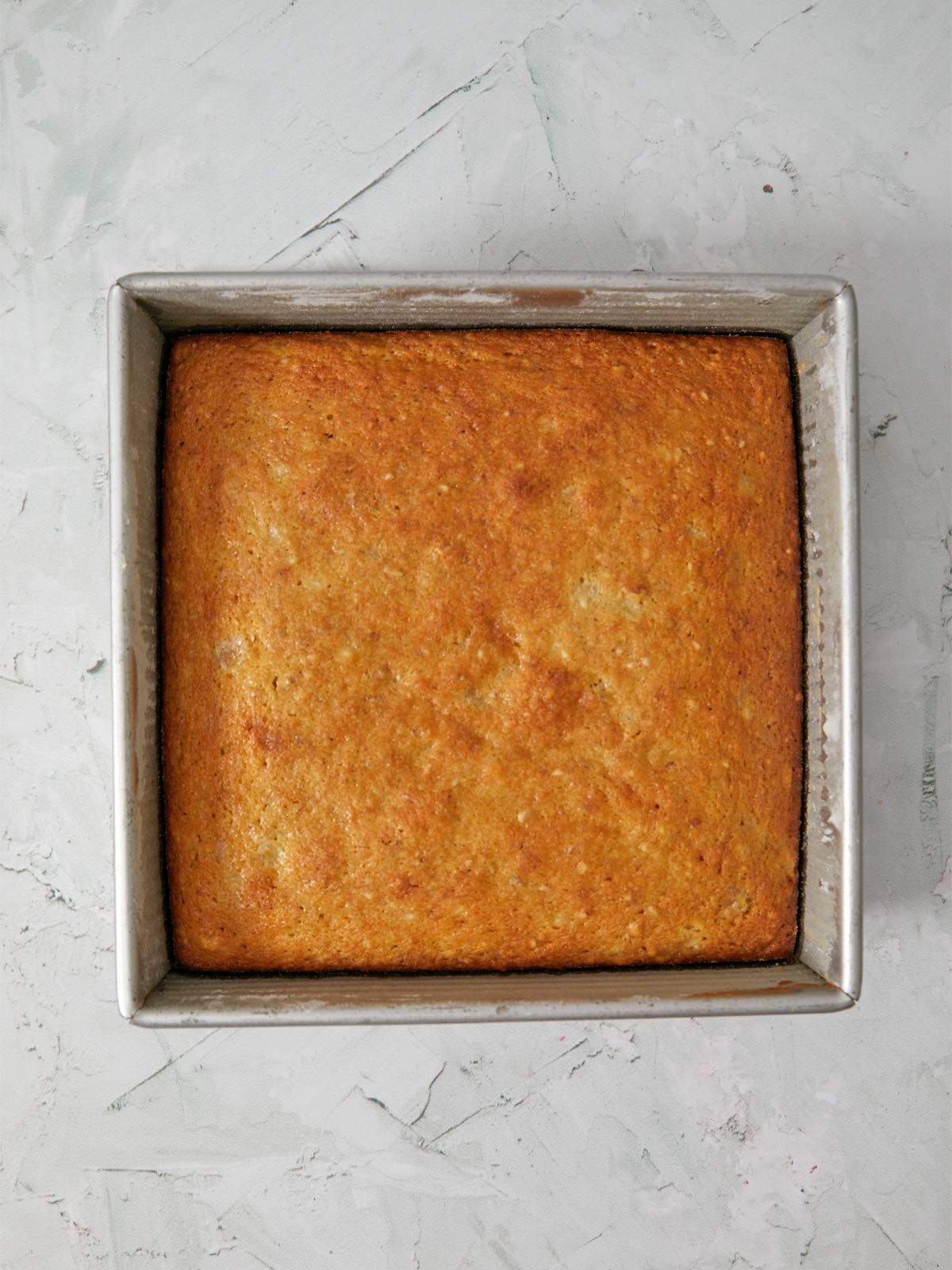 Baked cake removed from the oven.