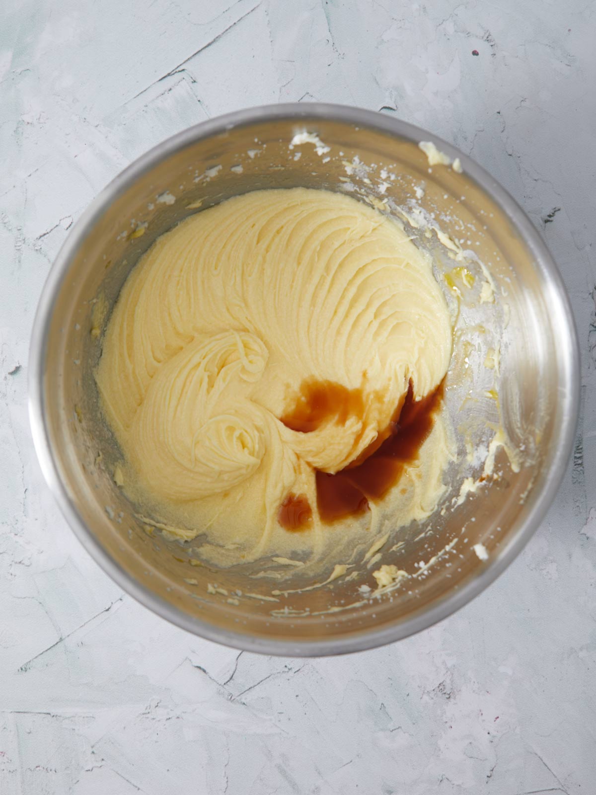 Cake batter with vanilla added.