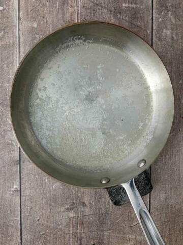Saute pan with melted butter and oil.