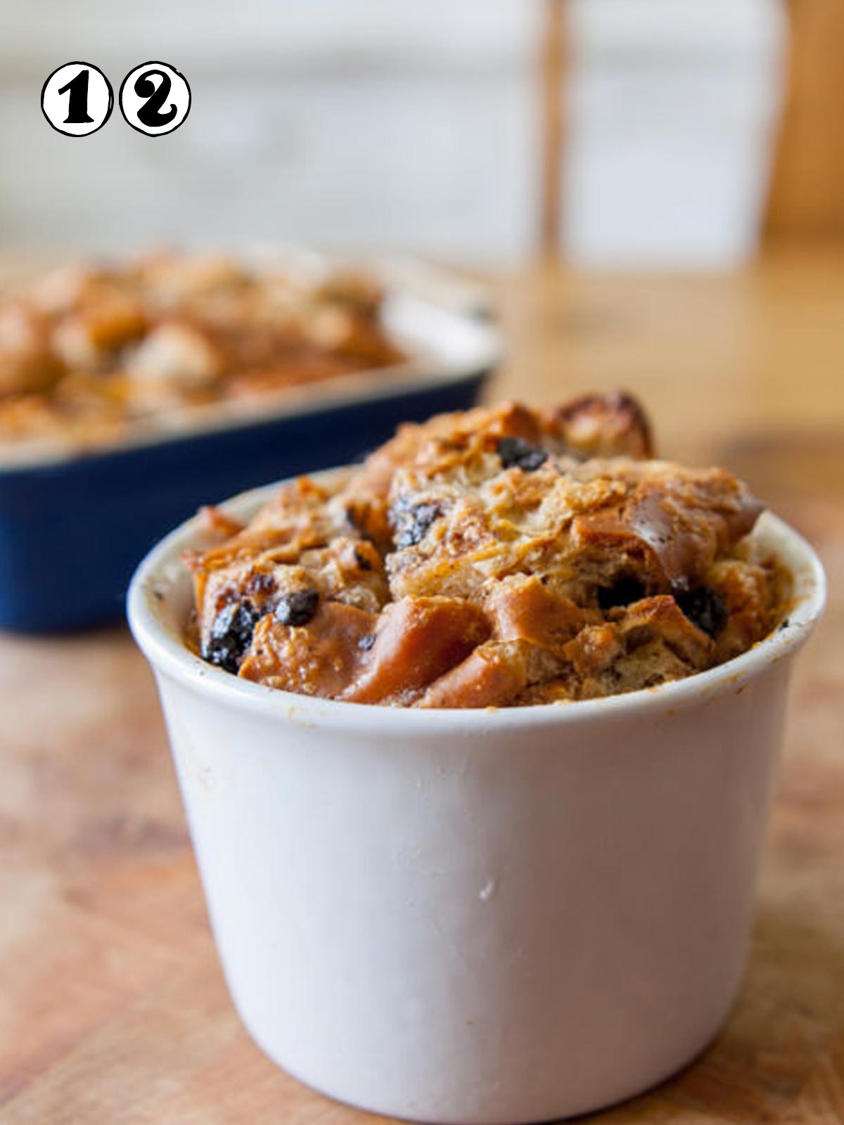 Fully baked Croissant Bread Pudding Recipe with Chocolate Croissants.