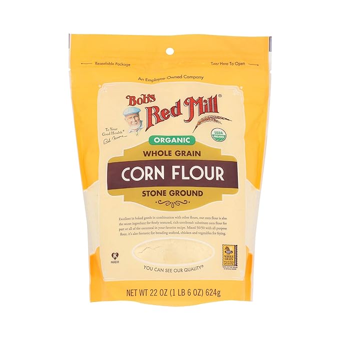 Red mill organic corn flour.