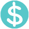 A white dollar sign on a turquoise background.