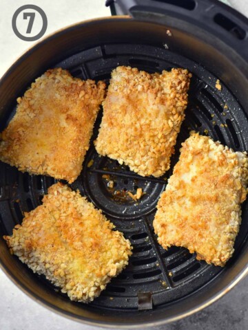 Fried fish in an air fryer.